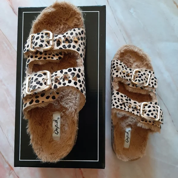Qupid cheetah cheap sandals